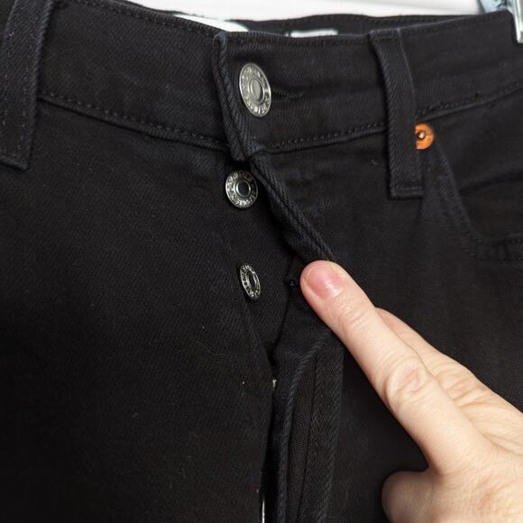 ReDone Black High Rise Ankle Crop Jeans Button Fly Size 30 - Picture 5 of 9